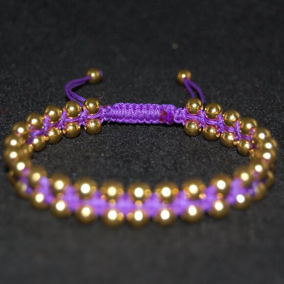 Golden Double Bead Bracelet,Drawstring Threat Bracelet,Golden Bracelet - Picture 2 of 2